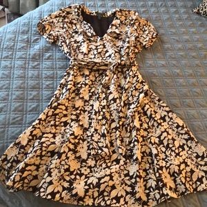 Lauren Brown floral Silk dress